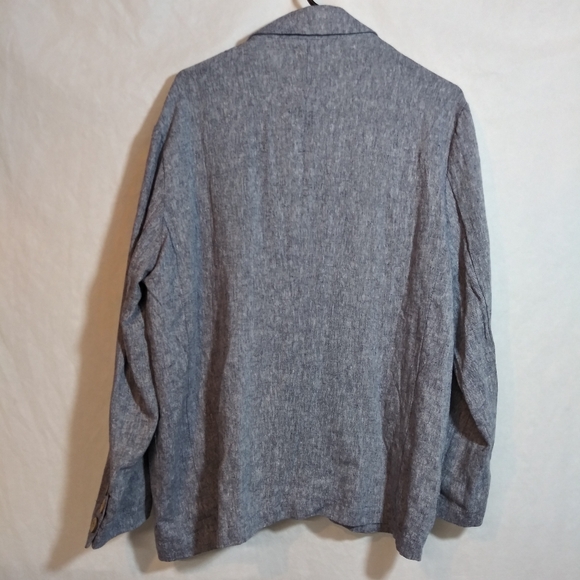 Juniper Blu Linen 2 Button Blue Blazer Jacket Pockets Sophisticated Size L - Picture 10 of 10